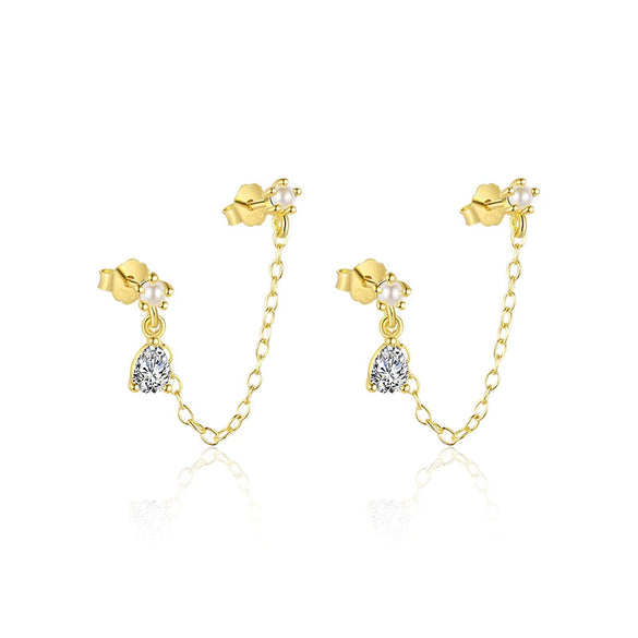 Wholesale Earrings S925 Sterling Silver Geometric Water Drop Zircon Design