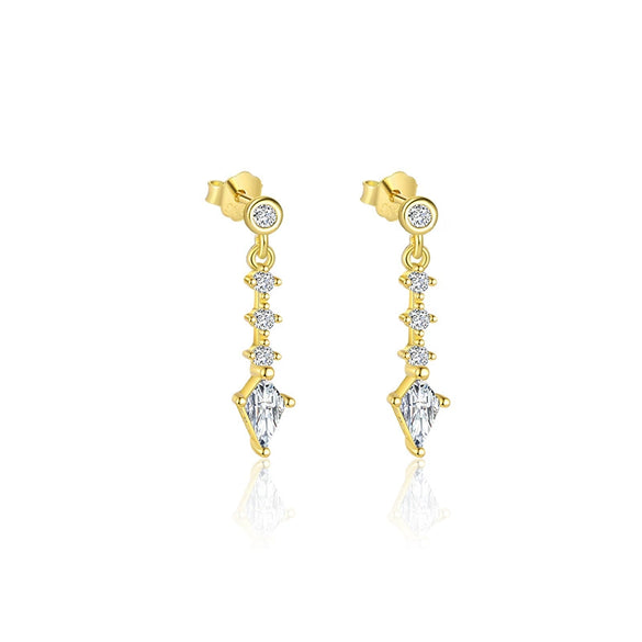 Wholesale Earrings S925 Sterling Silver Geometric Water Drop Zircon Design