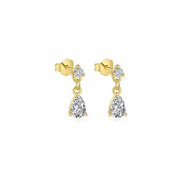 Wholesale Earrings S925 Sterling Silver Geometric Water Drop Zircon Design