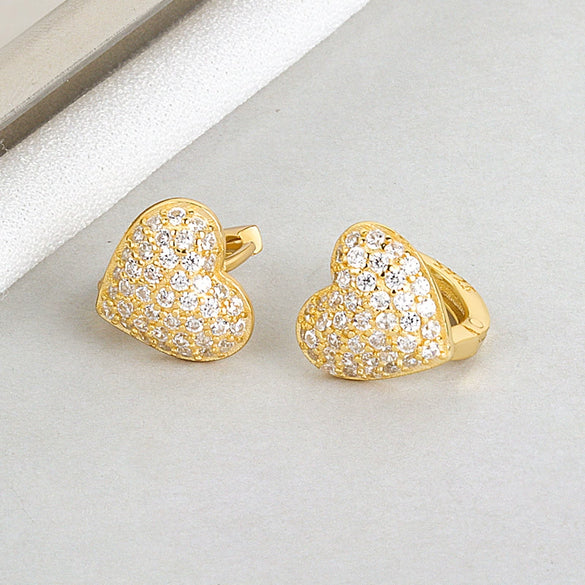 Wholesale Earrings S925 Sterling Silver Heartshaped Diamondencrusted Zircon Geometric Electroplated For Women