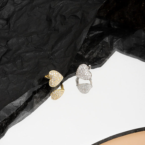 Wholesale Earrings S925 Sterling Silver Heartshaped Diamondencrusted Zircon Geometric Electroplated For Women