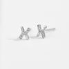 Wholesale Earrings S925 Sterling Silver Letter X Microinlaid Zircon Electroplated Platinum 18K Gold