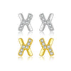 Wholesale Earrings S925 Sterling Silver Letter X Microinlaid Zircon Electroplated Platinum 18K Gold