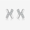 Wholesale Earrings S925 Sterling Silver Letter X Microinlaid Zircon Electroplated Platinum 18K Gold