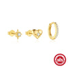 Wholesale Earrings S925 Sterling Silver Love Clover Inlaid Zircon Heart Shape Electroplating Minimalist Style
