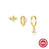 Wholesale Earrings S925 Sterling Silver Love Clover Inlaid Zircon Heart Shape Electroplating Minimalist Style