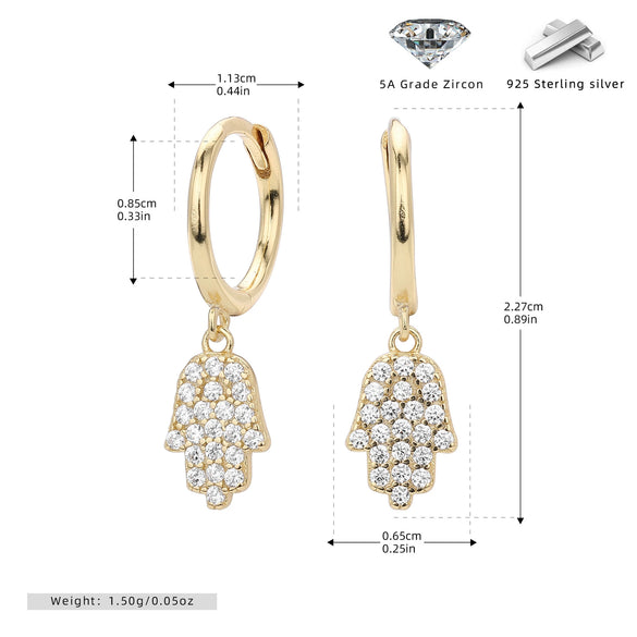 Wholesale Earrings S925 Sterling Silver Palm Shape Geometric Natural Style