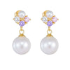 Wholesale Earrings S925 Sterling Silver Pearl Inlaid Geometric Shell Bead For Women Retro Elegant