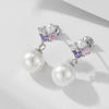 Wholesale Earrings S925 Sterling Silver Pearl Inlaid Geometric Shell Bead For Women Retro Elegant