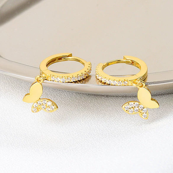 Wholesale Earrings S925 Sterling Silver Small And Fresh Butterfly And Flower Design