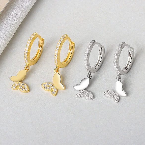 Wholesale Earrings S925 Sterling Silver Small And Fresh Butterfly And Flower Design