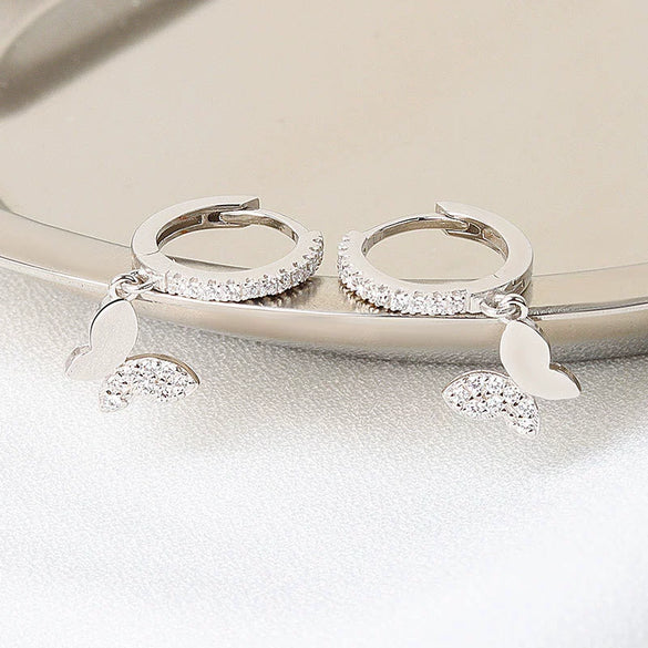 Wholesale Earrings S925 Sterling Silver Small And Fresh Butterfly And Flower Design