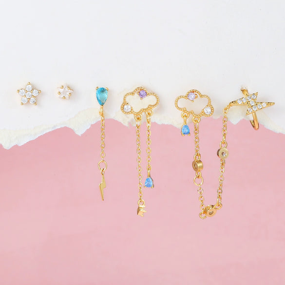 Wholesale Earrings Set Brass 18K Star Design Fashion Tassel Jewelry For Women