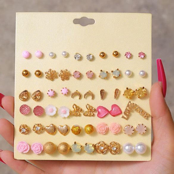 Wholesale Earrings Set Geometric Crystal Stainless Steel Microinlay