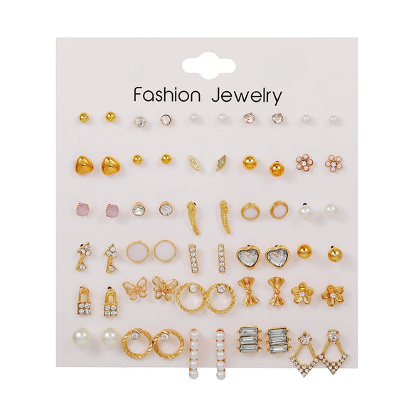 Wholesale Earrings Set Geometric Crystal Stainless Steel Microinlay