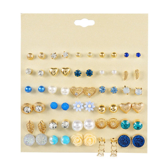 Wholesale Earrings Set Geometric Crystal Stainless Steel Microinlay