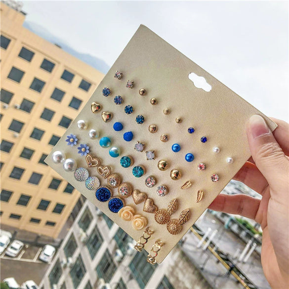 Wholesale Earrings Set Geometric Crystal Stainless Steel Microinlay