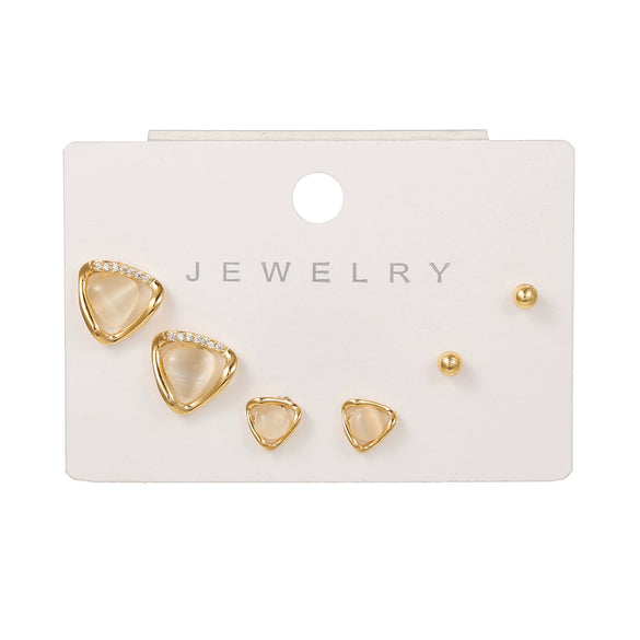Wholesale Earrings Set S925 Sterling Silver And Copper Bear Four Leaf Clover Bow Heart Shaped Inlaid Zircon Geometric Style