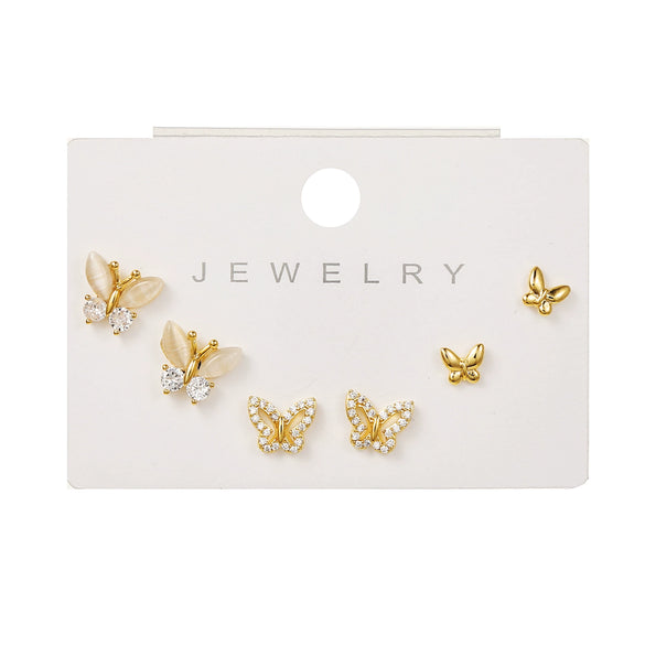 Wholesale Earrings Set S925 Sterling Silver And Copper Bear Four Leaf Clover Bow Heart Shaped Inlaid Zircon Geometric Style