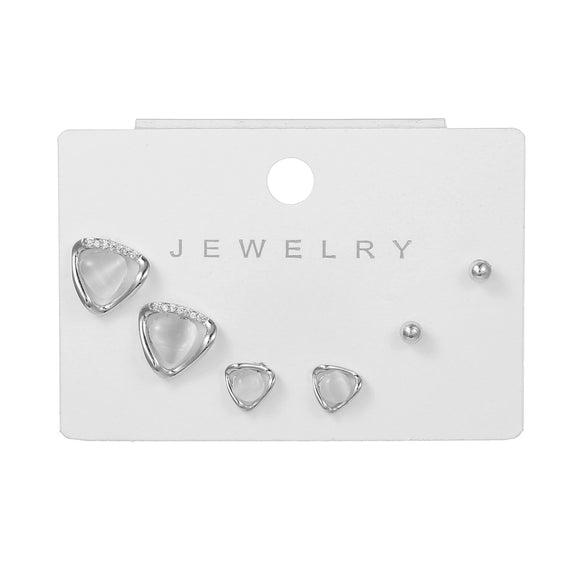 Wholesale Earrings Set S925 Sterling Silver And Copper Bear Four Leaf Clover Bow Heart Shaped Inlaid Zircon Geometric Style