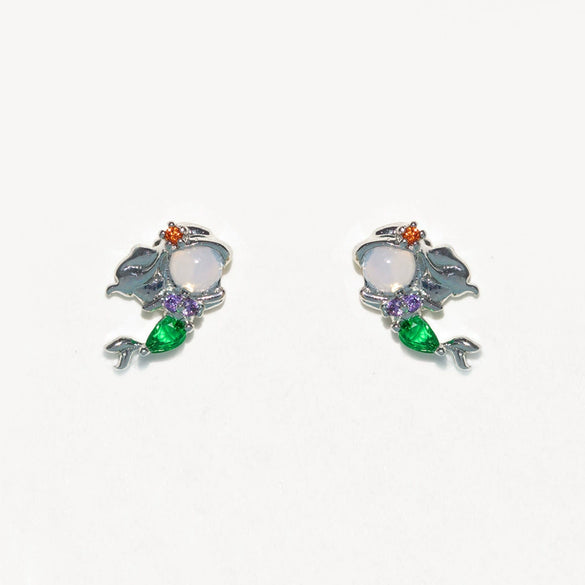 Wholesale Earrings 925 Silver Copper Mermaid Cartoon Microinlaid Zircon Design