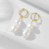 Wholesale Earrings 925 Silver French Retro Baroque Freshwater Pearl Geometric Style Pearl Inlaid