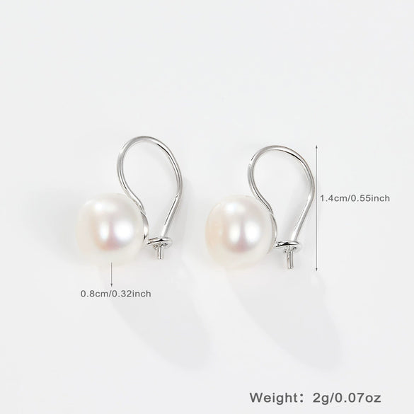 Wholesale Earrings 925 Silver Freshwater Pearl Geometric Retro Electroplating