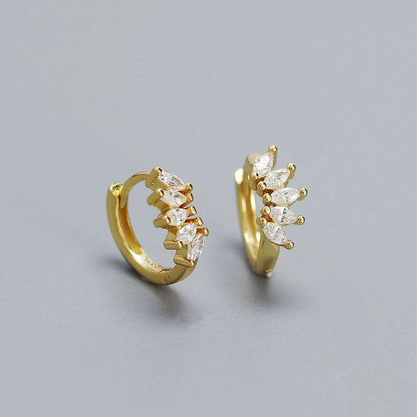 Wholesale Earrings 925 Silver Geometric Horse Eye Zircon Electroplated