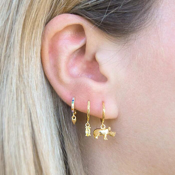 Wholesale Earrings Silver Needle Copper Animal Zodiac Retro Geometric Ushaped Electroplated For Women