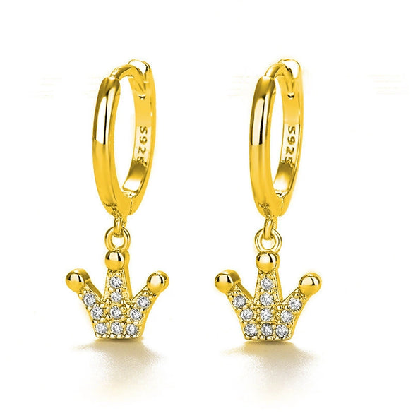 Wholesale Earrings Silver Needle Copper Crownshaped Geometric French Retro Electroplated For Women