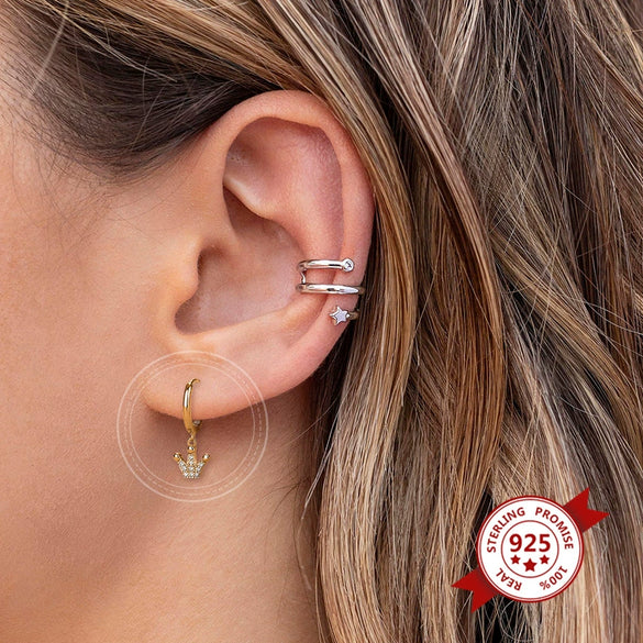 Wholesale Earrings Silver Needle Copper Crownshaped Geometric French Retro Electroplated For Women