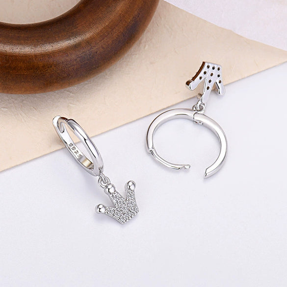 Wholesale Earrings Silver Needle Copper Crownshaped Geometric French Retro Electroplated For Women