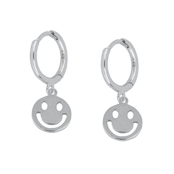 Wholesale Earrings Silver Needle Copper Geometric Dripping Oil Smiley Face For Women