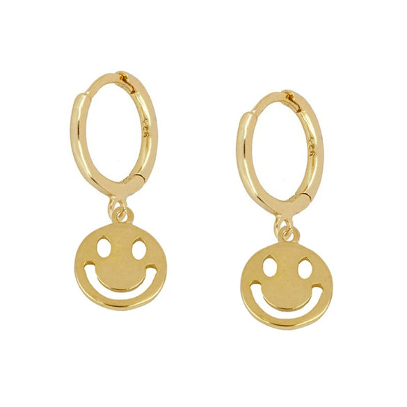 Wholesale Earrings Silver Needle Copper Geometric Dripping Oil Smiley Face For Women