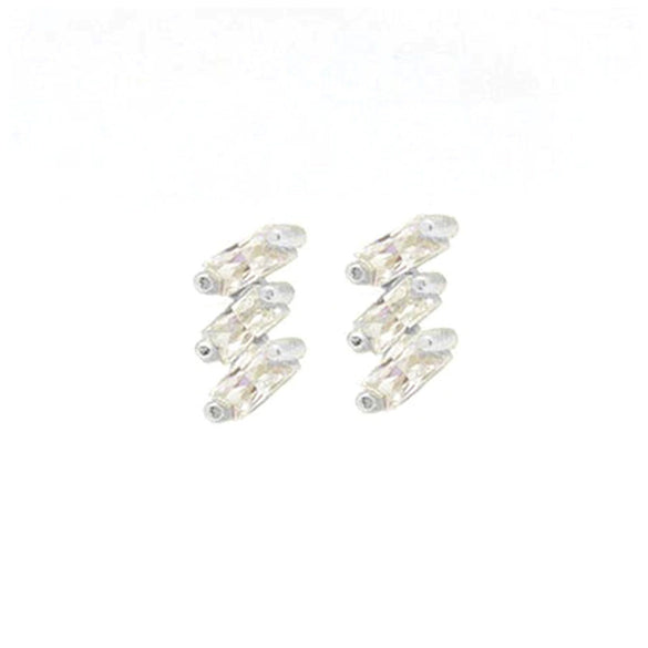 Wholesale Earrings Silver Needle Copper Geometric Light Luxury Style Set With Diamonds