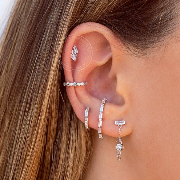 Wholesale Earrings Silver Needle Copper Geometric Light Luxury Style Set With Diamonds