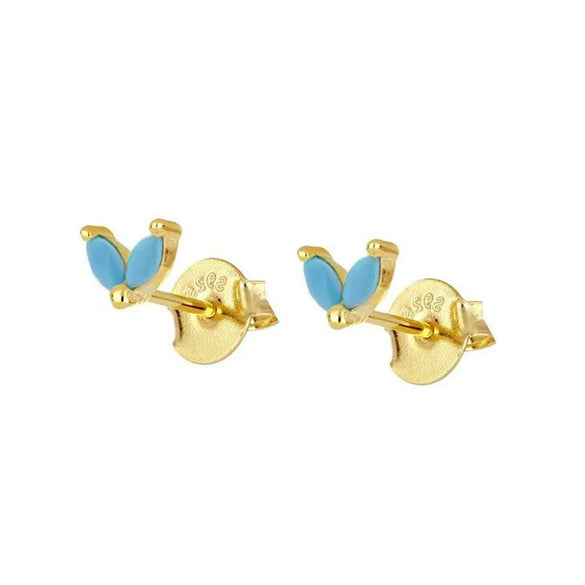 Wholesale Earrings Silver Needle Copper Leaf Geometric Flowershaped Electroplating Minimalist Light Luxury For Couple
