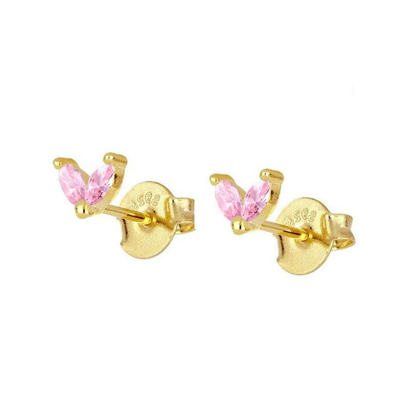Wholesale Earrings Silver Needle Copper Leaf Geometric Flowershaped Electroplating Minimalist Light Luxury For Couple