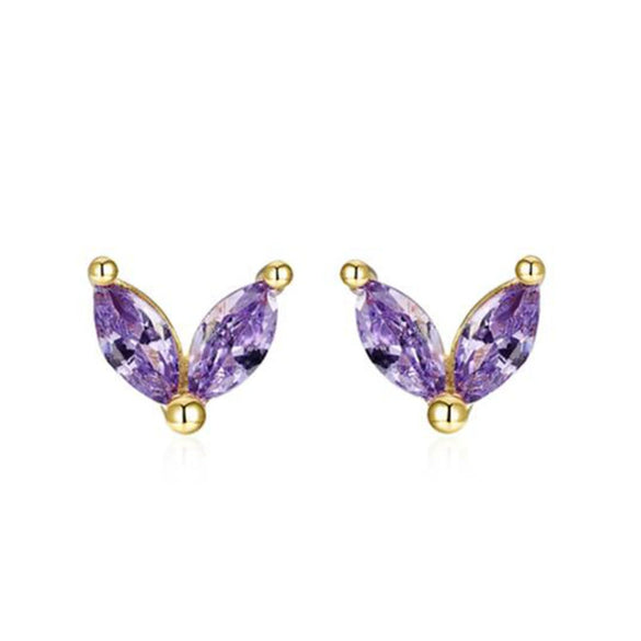 Wholesale Earrings Silver Needle Copper Leaf Geometric Flowershaped Electroplating Minimalist Light Luxury For Couple