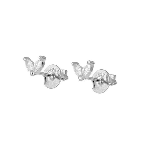 Wholesale Earrings Silver Needle Copper Leaf Geometric Flowershaped Electroplating Minimalist Light Luxury For Couple