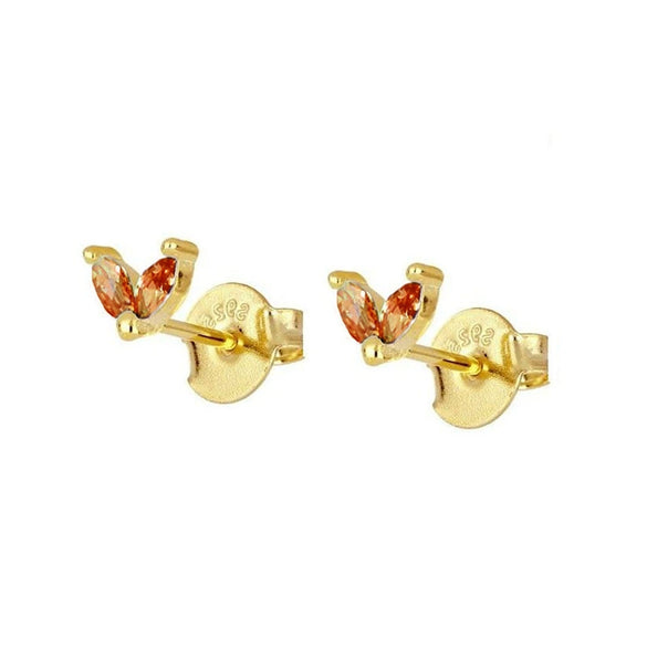 Wholesale Earrings Silver Needle Copper Leaf Geometric Flowershaped Electroplating Minimalist Light Luxury For Couple