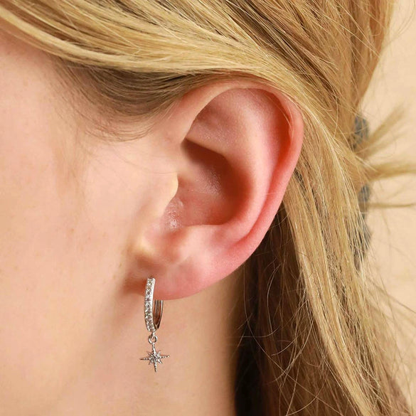 Wholesale Earrings Silver Needle Copper Star Geometric Style Electroplated For Women