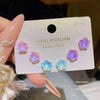 Wholesale Earrings 925 Silver Needle Copper Star Heart Shape Iridescent Set With Crystals Light Luxury Women's