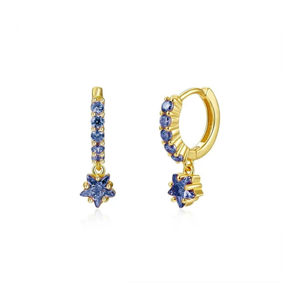 Wholesale Earrings Silver Needle Copper Star Zircon Retro Geometric Style
