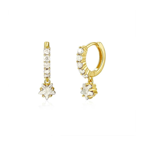 Wholesale Earrings Silver Needle Copper Star Zircon Retro Geometric Style
