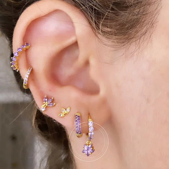 Wholesale Earrings Silver Needle Copper Star Zircon Retro Geometric Style