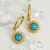 Wholesale Earrings Stainless Steel Blue Turquoise Geometric Simple Retro Design Set With Precious Stones