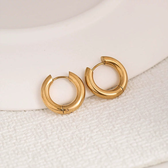 Wholesale Earrings Stainless Steel Cold Simple Style Ushape Geometric Gold And Silver Contrast Color Stitching Electroplated