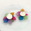 Wholesale Earrings Stainless Steel Colorful Acrylic Petal Exaggerated French Retro Style Electroplating