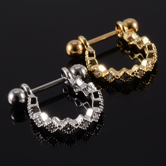 Wholesale Earrings Stainless Steel Copper Inlaid Zircon Leaf Heartshaped Fashionable